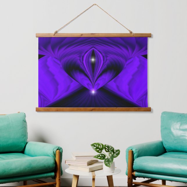 Purple Flower Rainbow Dreams, Two Stars Hanging Tapestry (Living Room)