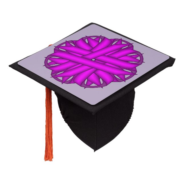 Purple Flower Ribbon by Kenneth Yoncich Graduation Cap Topper (Angled)