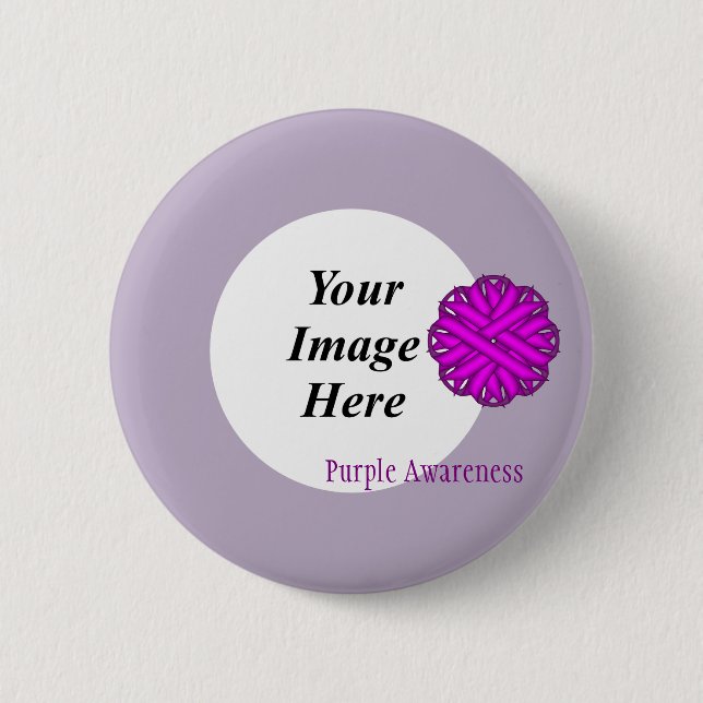 Purple Flower Ribbon Template 2 Inch Round Button (Front)