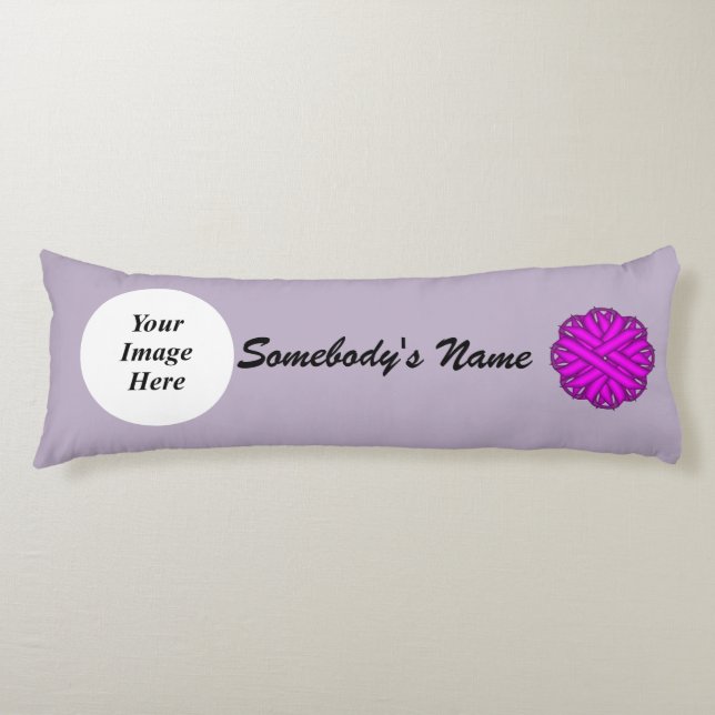 Purple Flower Ribbon Template by Kenneth Yoncich Body Pillow (Front)
