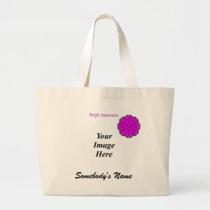 Purple Flower Ribbon Template by Kenneth Yoncich Large Tote Bag