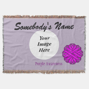 Purple Flower Ribbon Template by Kenneth Yoncich Throw Blanket