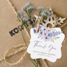 Purple Flower Script Bridal Shower Thank You
