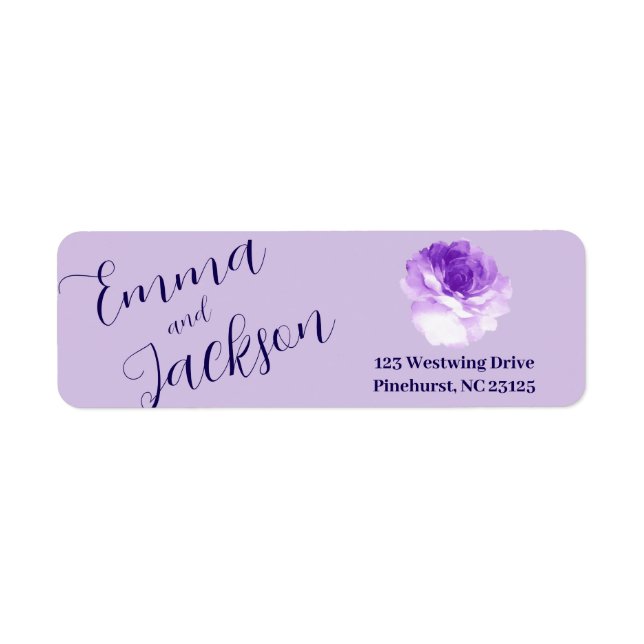 Purple Flower Script Return Address Label (Devant)