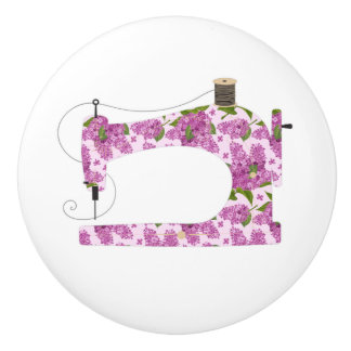 Purple Flower Sewing Machine Room Decor Ceramic Knob