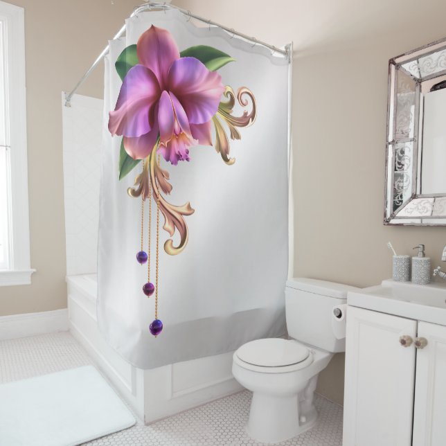 Purple Flower Shower Curtain (In Situ)