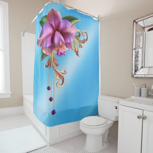 Purple Flower Shower Curtain (In Situ)