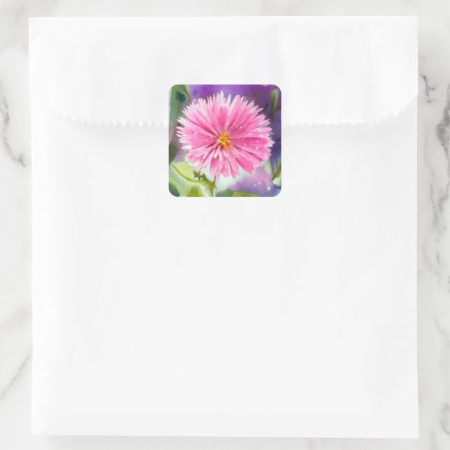 Purple Flower Square Sticker (Bag)
