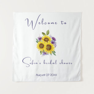 Purple flower sunflower watercolor bridal shower tapestry