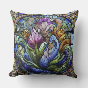 Purple Flower Throw Pillow