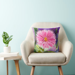 Purple Flower Throw Pillow