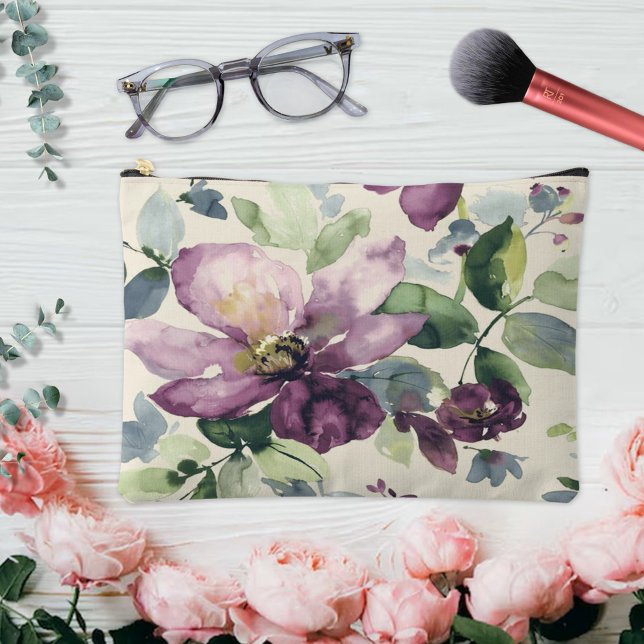 Purple Flower Watercolor  Accessory Pouch (Creator Uploaded)