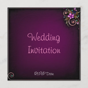 Purple Flower Wedding Invitation