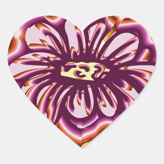 Purple flower with geometric shapes heart sticker