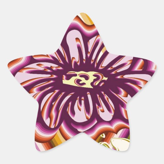 Purple flower with geometric shapes star sticker