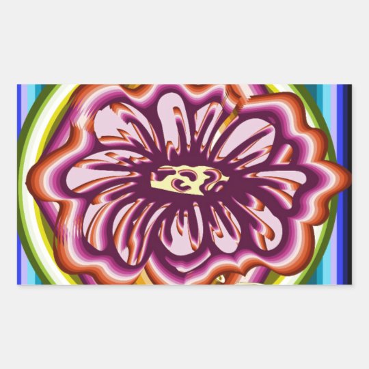 Purple flower with geometric shapes sticker