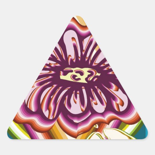 Purple flower with geometric shapes triangle sticker