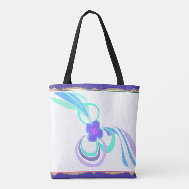 Purple Flower With Ribbons Tote Bag (Back)