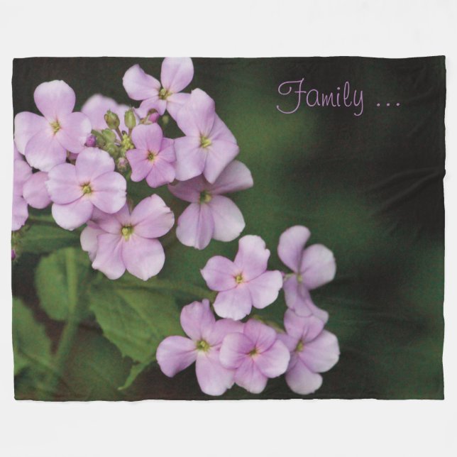 Purple Flowered Design Fleece Blanket (Front (Horizontal))