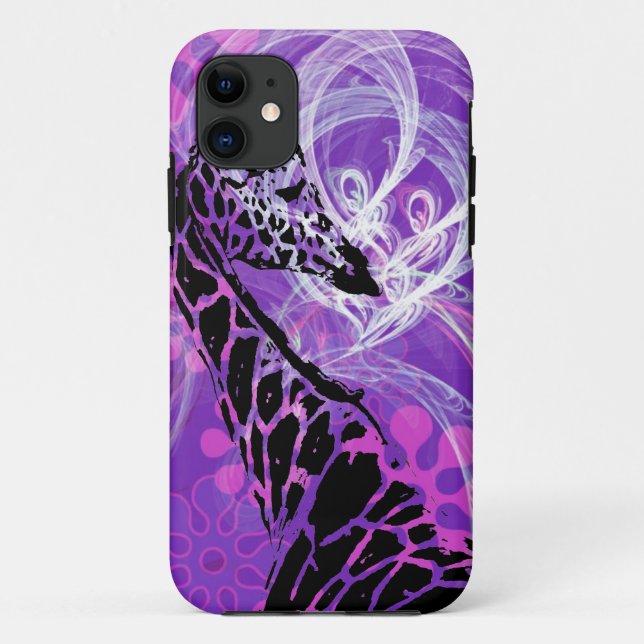 Purple Flowered Giraffe Case-Mate iPhone Case (Back)