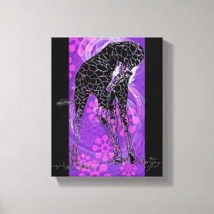 Purple Flowered Giraffe III ~ Wrapped Canvas