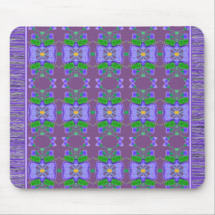 Purple Flowered Patterned Mouse Rug Mouse Pad