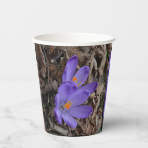 Purple flowering Woodland Crocus Paper Cups