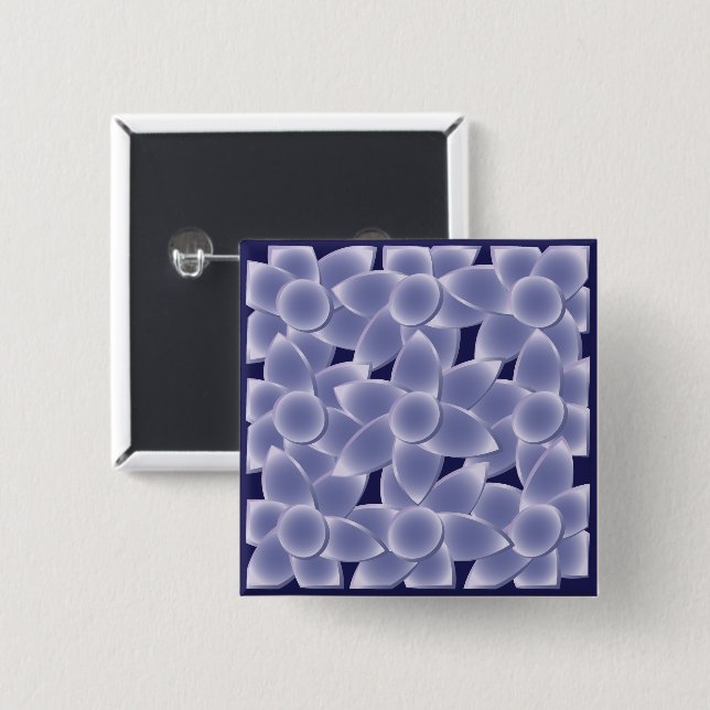 Purple flowers 2 inch square button (Front & Back)