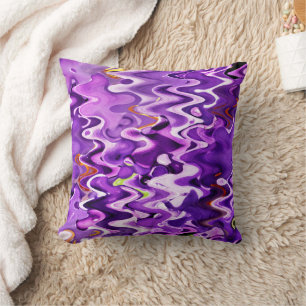 PURPLE FLOWERS ABSTRACT THROW PILLOW