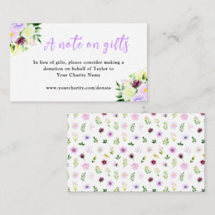 Purple Flowers and Foliage Birthday A Note On Gift Enclosure Card
