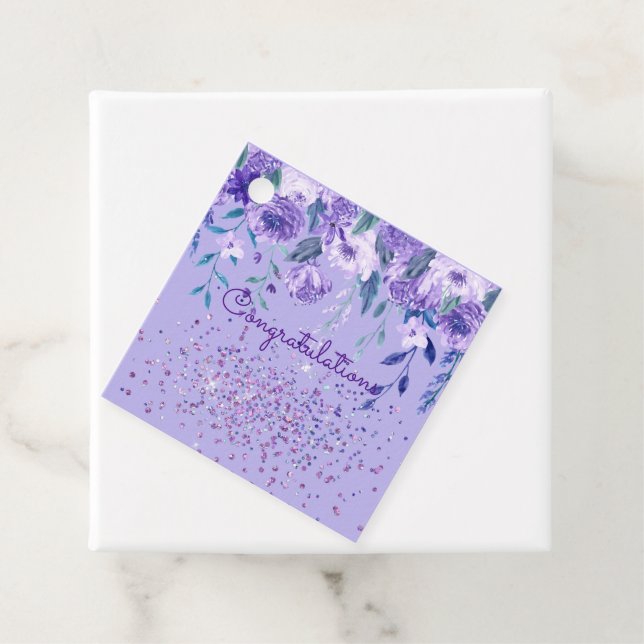 Purple Flowers and Glitter Gift Tag (In Situ)