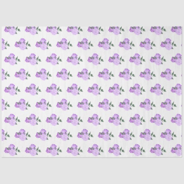 Purple Flowers and Greenery Pattern Tissue Paper (Front)