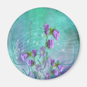 Purple Flowers and Musical Notes Magnet