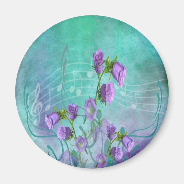 Purple Flowers and Musical Notes Magnet (Front)