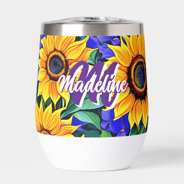 Purple Flowers and Yellow Sunflowers Personalized (Front)