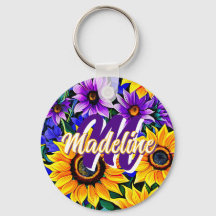 Purple Flowers and Yellow Sunflowers Personalized