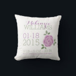 Purple Flowers Baby Birth Announcement Throw Pillow<br><div class="desc">Adorable baby announcement pillow is the perfect keepsake for the new parents and a beautiful piece of nursery decor.</div>