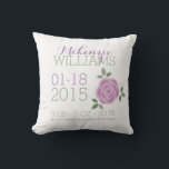 Purple Flowers Baby Birth Announcement Throw Pillow<br><div class="desc">Adorable baby announcement pillow is the perfect keepsake for the new parents and a beautiful piece of nursery decor.</div>