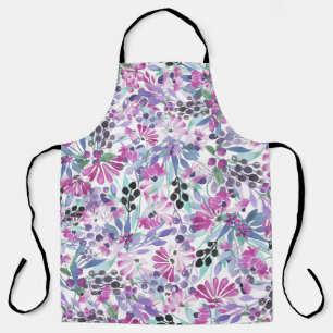 Purple Flowers & Berries: Watercolor Apron