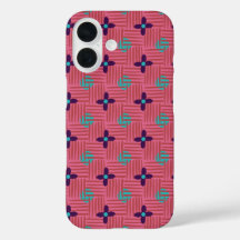 Purple Flowers Blue Sun - Pink Crosshatching