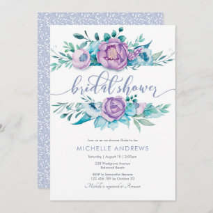 Purple Flowers Bridal Shower Invitation