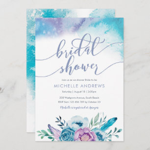Purple Flowers Bridal Shower Invitation