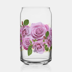 purple flowers can glass