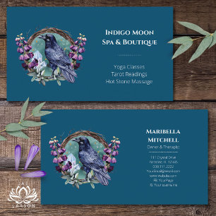Purple Flowers Celestial Raven Crystals Wreath  Business Card