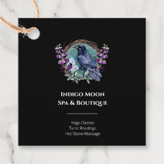Purple Flowers Celestial Raven Crystals Wreath  Favour Tags