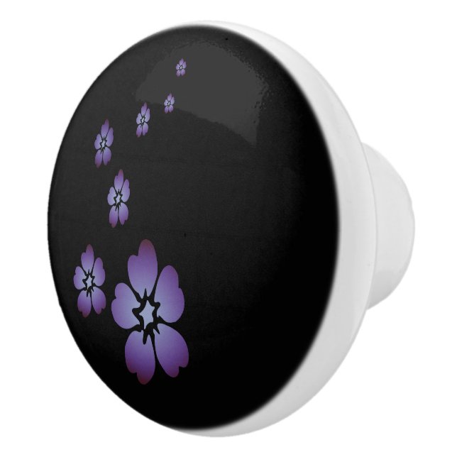 Purple Flowers Ceramic Knob (Right)