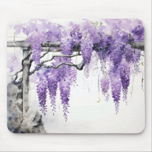 Purple Flowers Colour Wisteria Mouse Pad