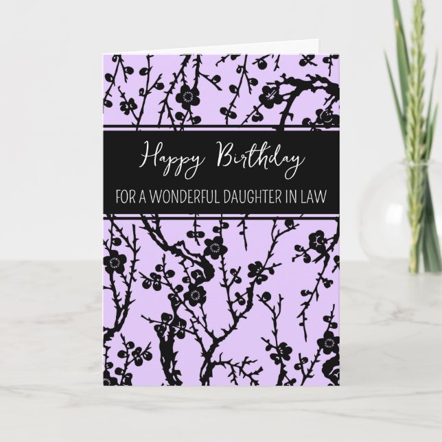 Purple Flowers Daughter in Law Birthday Card (Front)