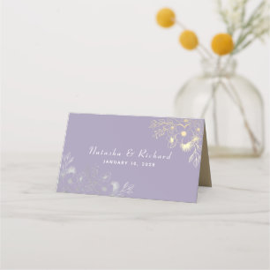 Purple Flowers Elegant Wedding Place Card
