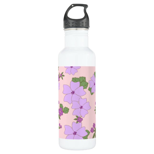 Purple Flowers, Floral Pattern, Pattern Of Flowers 710 Ml Water Bottle (Front)